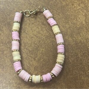 Pink and Cream Beaded Bracelet